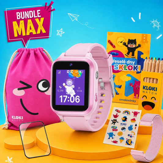 Pack rentrée des classes MAX : montre GPS pour enfants KLOKI Star - Rose
