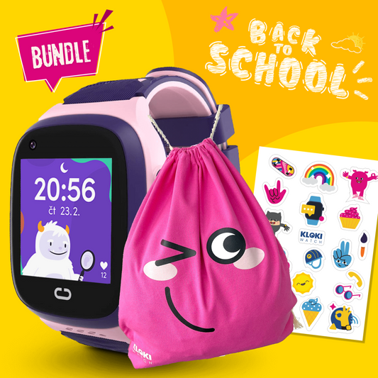 Pack de rentrée : Montre GPS avec appel pour enfants KLOKI - Rose