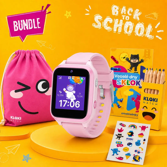Pack Rentrée scolaire : montre GPS avec appel pour enfants KLOKI Star - Rose