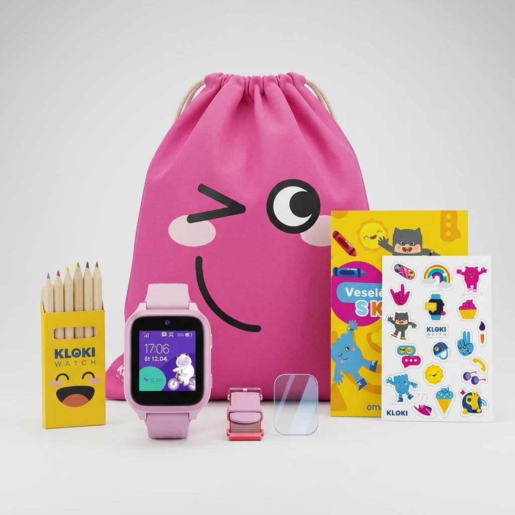Pack rentrée des classes MAX : montre GPS pour enfants KLOKI Star - Rose