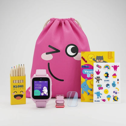 Pack rentrée des classes MAX : montre GPS pour enfants KLOKI Star - Rose