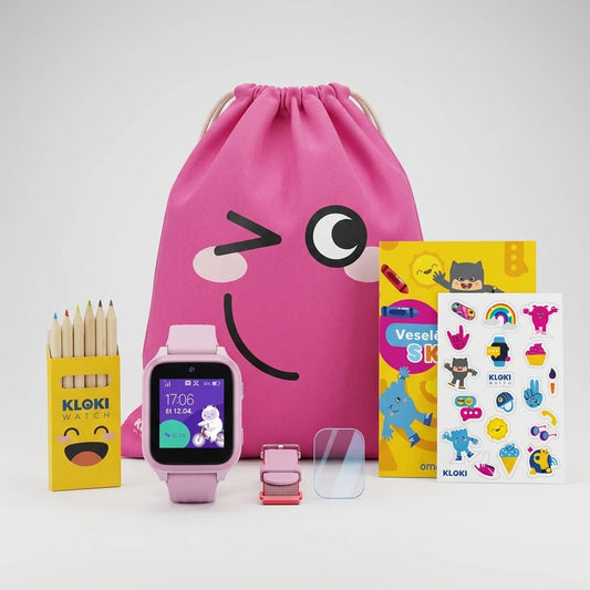 Pack rentrée des classes MAX : montre GPS pour enfants KLOKI Star - Rose
