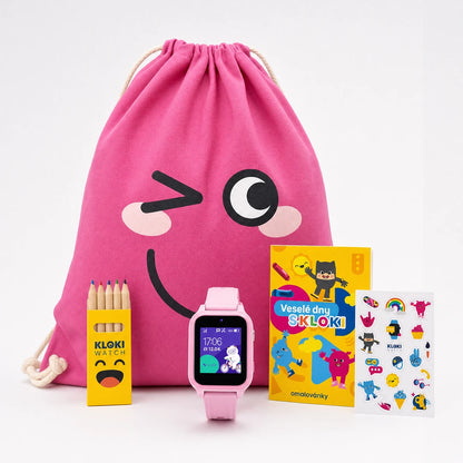 Pack Rentrée scolaire : montre GPS avec appel pour enfants KLOKI Star - Rose
