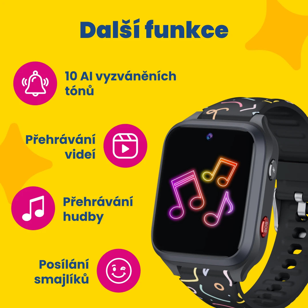 Montre GPS d'appel pour enfants KLOKI Star - Noire | Pack promotionnel