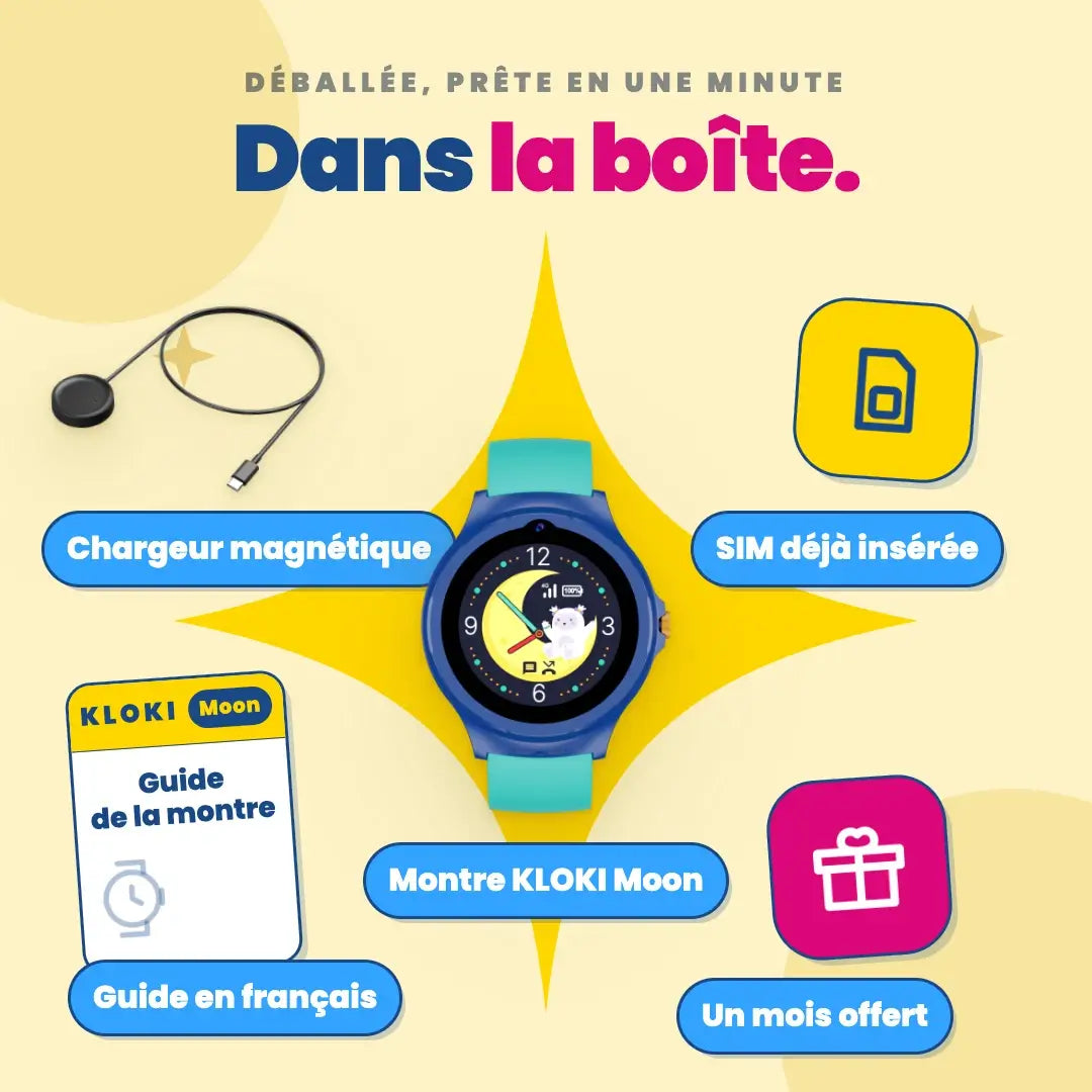 Montre GPS d'appel pour enfants KLOKI Moon - Rose