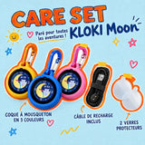 KLOKI Moon Care Set : coque en silicone à mousqueton en trois couleurs, câble de recharge et 2 verres de protection