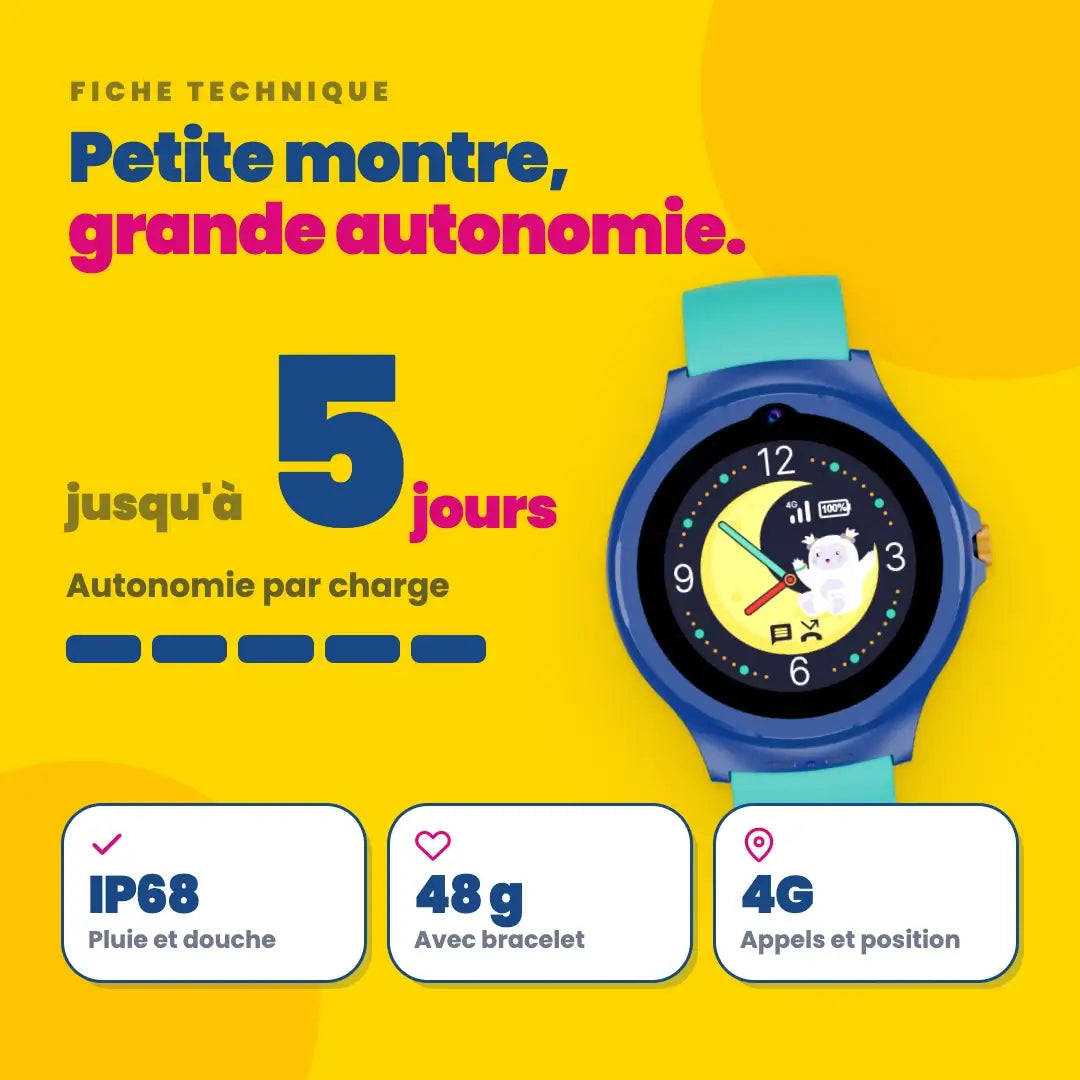 Montre GPS d'appel pour enfants KLOKI Moon - Rose