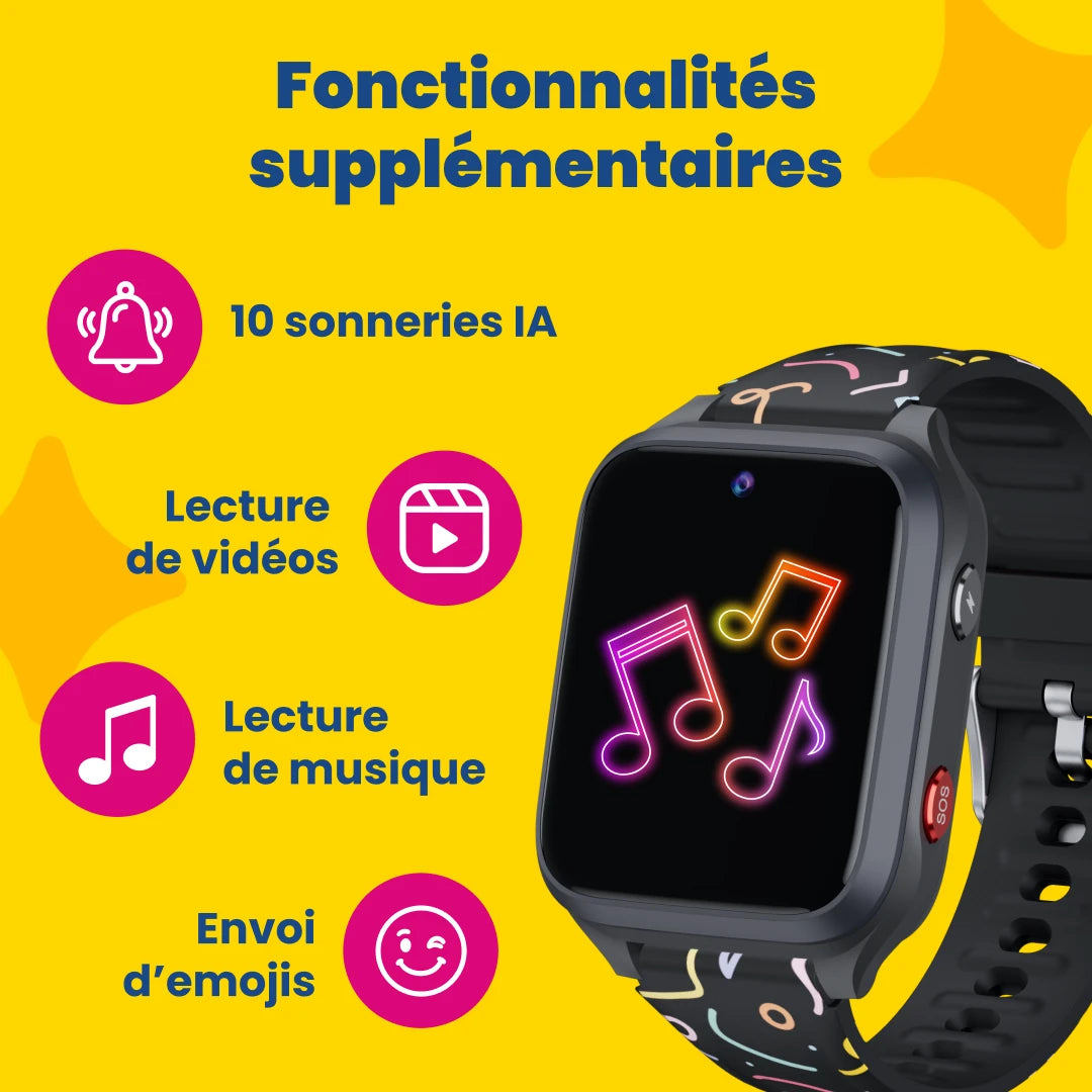 Montre GPS enfant avec appels KLOKI Star - Noire