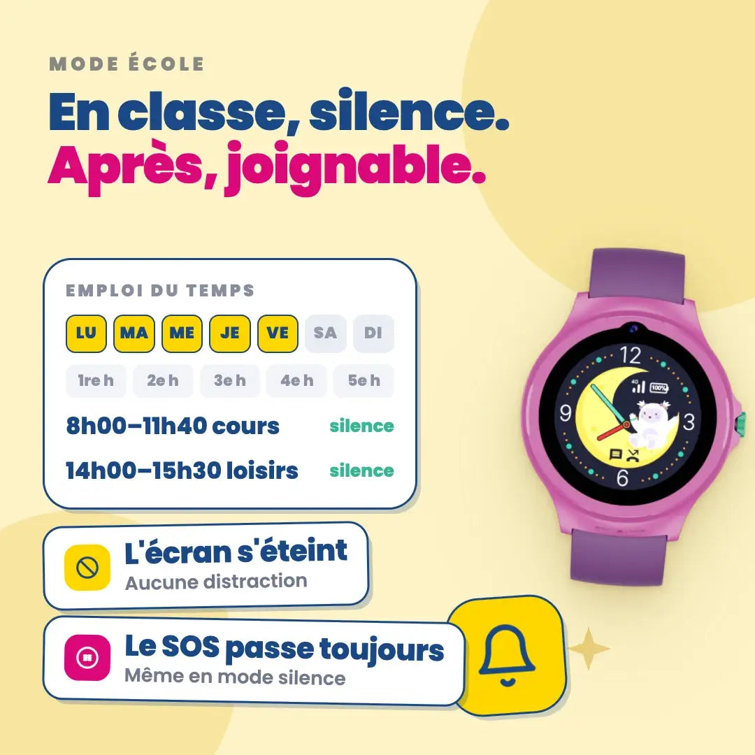 Montre GPS d'appel pour enfants KLOKI Moon - Rose