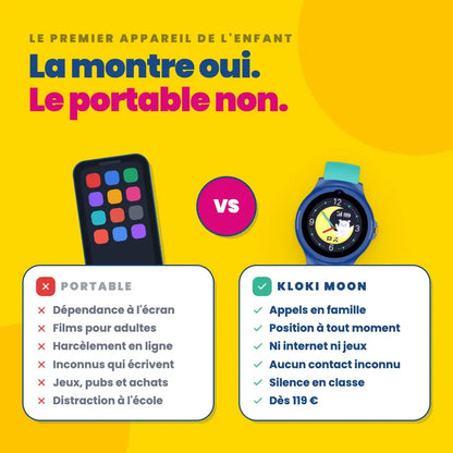 Montre GPS d'appel pour enfants KLOKI Moon - Rose