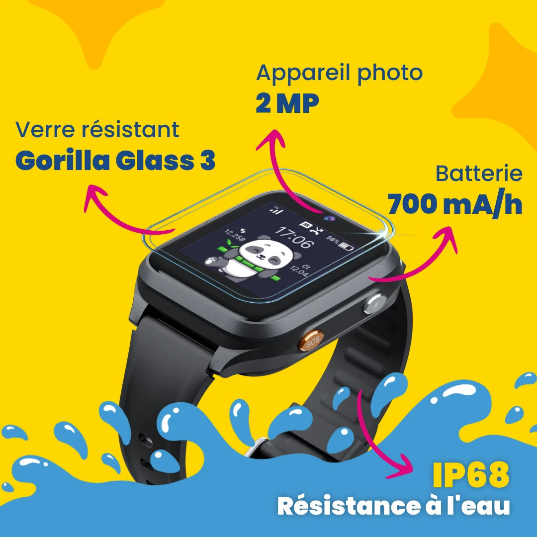 Montre GPS enfant avec appels KLOKI Star - Noire