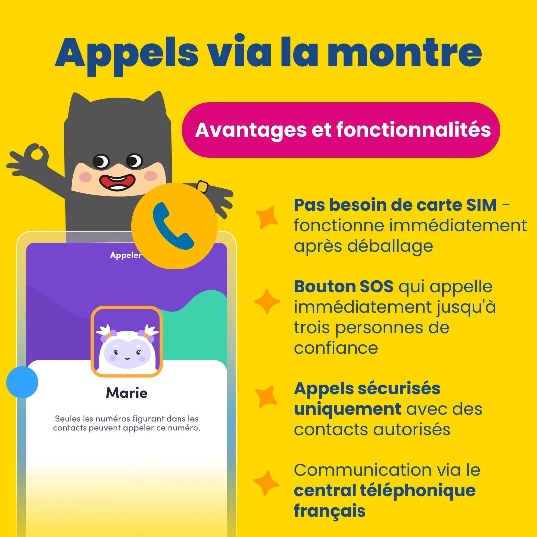 Montre GPS enfant avec appels KLOKI Star - Noire